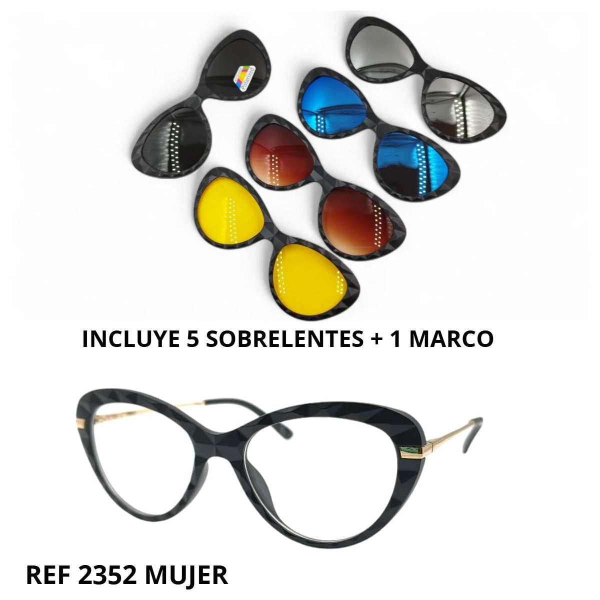 Lentes Gafas 5 En 1 Ref 2352 Magnéticas Mujer