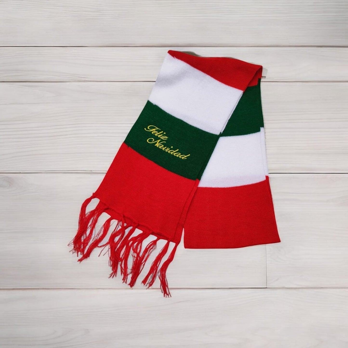 Bufanda Navideña Tricolor "Feliz Navidad"