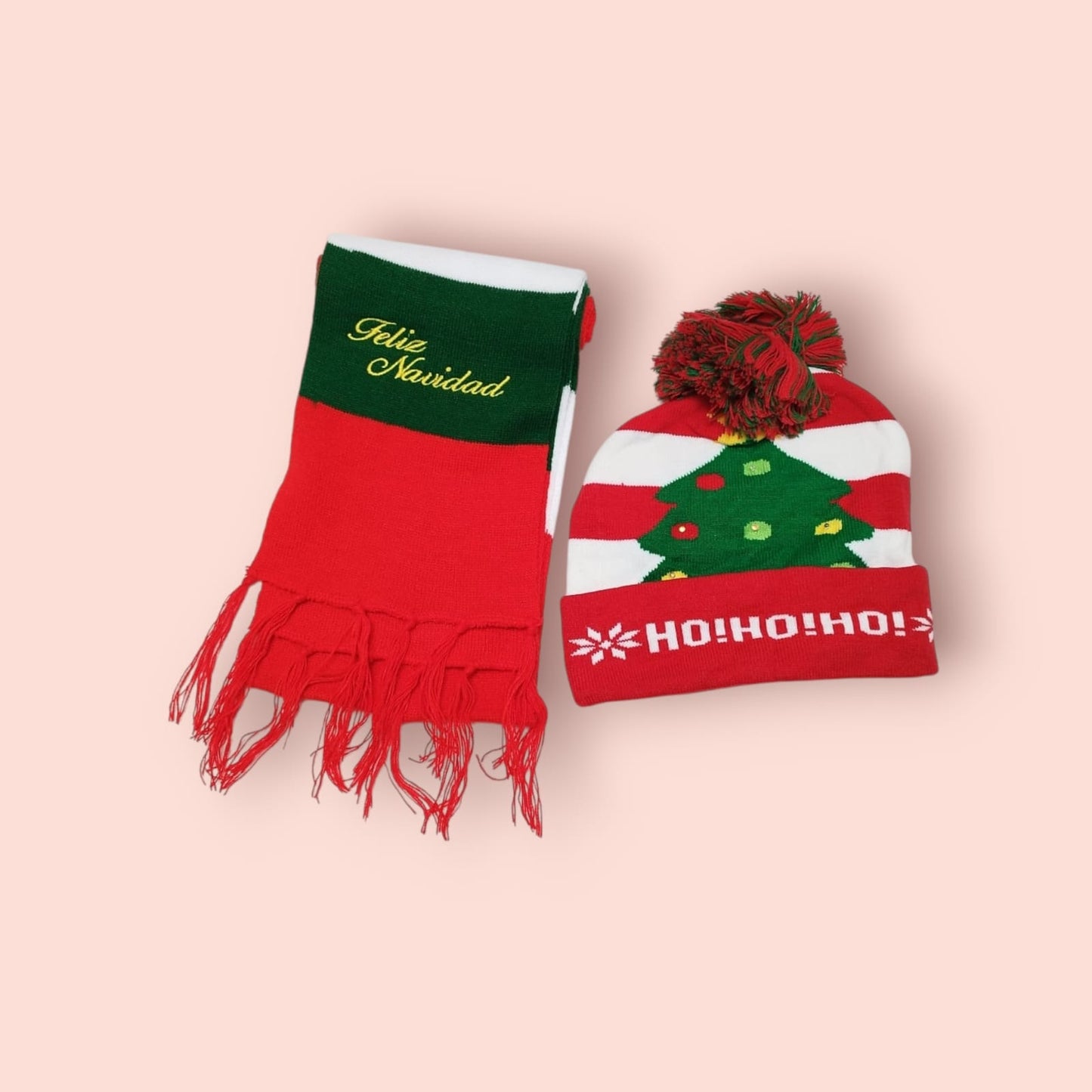 Combo Gorro y Bufanda Navideña - Luces LED y Diseño Festivo