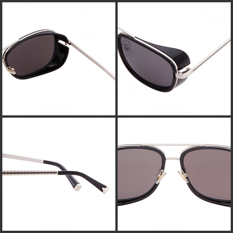 Detalles y acabados - Gafas de Sol Retro Aviador con Protección Lateral