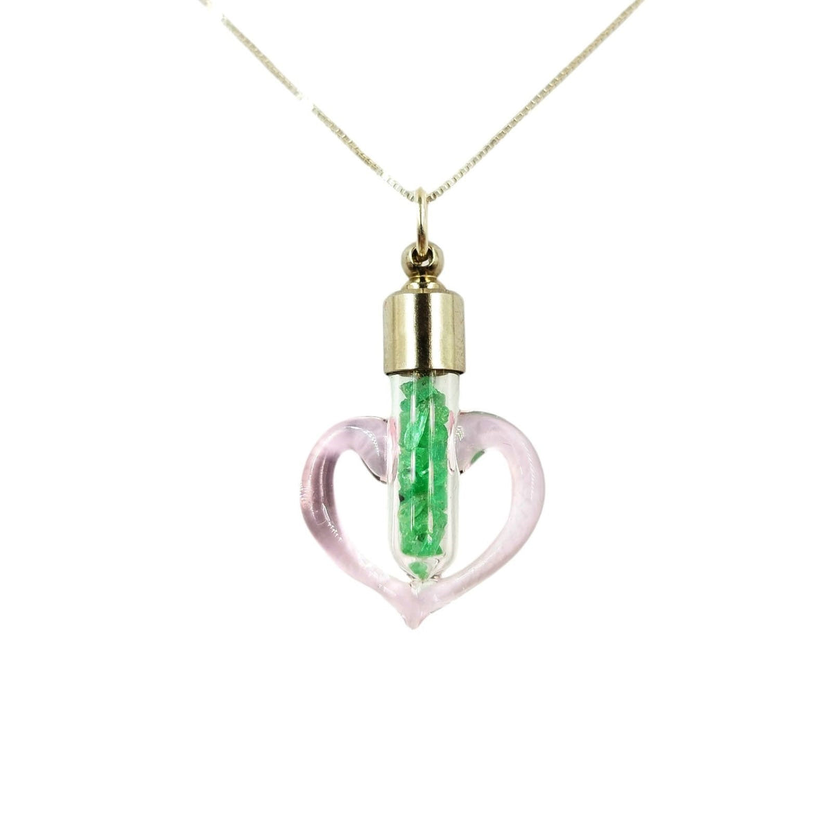 Collar Corazón Rosa con Esmeralda